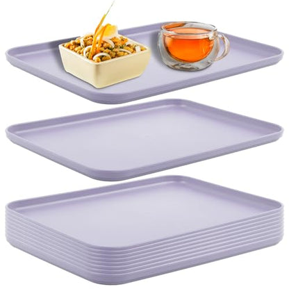 Plastic Art Trays,10 Pack Large Plastic Trays Stackable Activity Tray Crafts Organizer Tray Serving Tray,Painting, Beads,Storage & Serving Tray (12.2 x 8.9 Inches) (Purple) - color: Purple