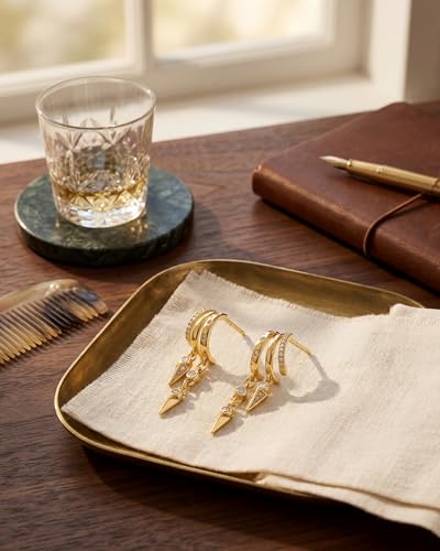 Gold Earrings for Women Trendy 14K Gold Plated Dangle Earrings Small Hoop Huggie Drop Stud Earrings Cubic Zirconia Simple Minimalist Dainty Chain Tassel Hypoallergenic Earrings - color: CZ Tassel & Gold