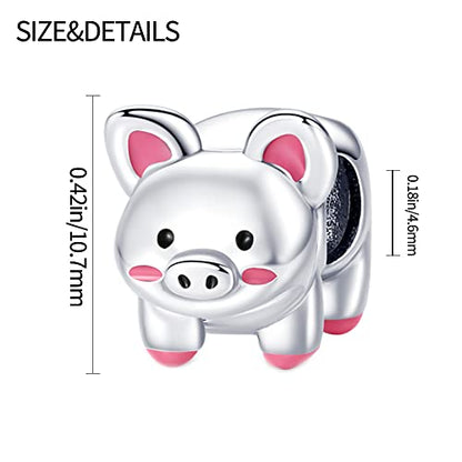 Pandach Animal Charm Bead fits Charms Bracelets for Woman-925 Sterling Silver Dangle Pendant Bead,Jewelry Beads Gifts for Women Bracelet&Necklace - style: Pet pig Charm