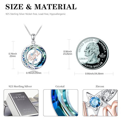 925 Sterling Silver Necklace Gifts for Women Crystal/Opal Jewelry Pendant Christmas Birthday Gift - style: Crystal-Aunt