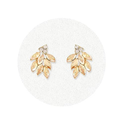 Rhinestone Stud Earrings for Women Small Dainty Crystal Cluster Drop Earrings for Girls Cute Costume Jewelry for Bridal Wedding Party Gift - color: Champagne