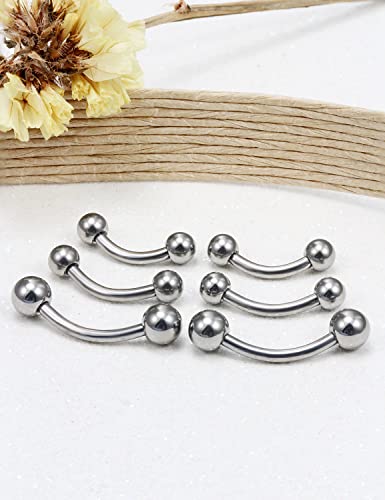 14G 16G Eyebrow Piercing Jewelry G23 Titanium Curved Barbell Eyebrow Ring Vertical Labret Lip Jewelry Rook Daith Earrings Piercing Jewelry for Women Men 6mm 8mm 10mm 12mm 14mm 16mm - color: 14G,8mm-10mm-12mm