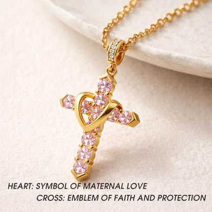 Cross Necklace for Women, Silver Cross Pendant Necklaces | 14K Gold Plated, Dainty CZ Cross Necklace, Non Tarnish and Hypoallergenic Jewelry for Women, Christian Religious Faith Gifts - color: B-Pink-Gold