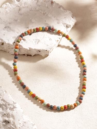 Boho Colorful Ceramic Bead Wrap Strand Bracelet for Women, Bohemian Hippie Summer Jewelry Gift - color: S06