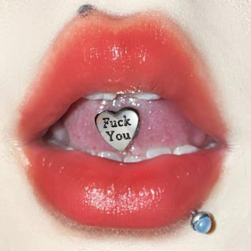 14G Stainless Steel Heart Letter Tongue Rings for Women Silver Tongue Piercing Jewelry Cartilage Conch Straight Barbell Studs Tongue & Cartilage Piercing Jewelry 16mm - style: Style3