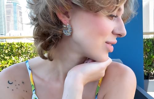 Statement Earrings for Women | Chunky Gold Hoops Rhinestone Thick Hoop Earrings 14K Gold Plated Hypoallergenic - color: Silver-Blue