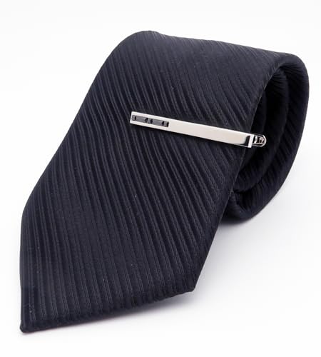 Men Crystal Tie Clip Tie Bar for Regular Necktie Silver In Gift Case | Purple/Blue/Red/Black/White Crystal Tie Pin for Men Business Anniversary Wedding Party Office Formal Daily Occasions Suit - style: Black Crystal