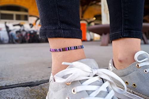 Made by Nami Surfer Anklet for Men and Women Waterproof and Adjustable Surfer Ankle Bracelet String Ankle Bracelet Beach Accessory for Ethnic Hippie Style - color: Purple