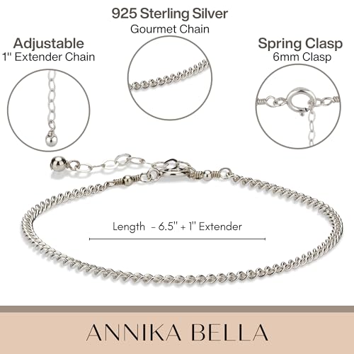 Stacking Bracelet Silver, Minimalist Simple Gourmet Satellite Rectangles Lace Heart Chain Bracelets, 925 Sterling Arm Jewelry for Women, Length 6.5-7.5 Inches - style: Gourmet Chain
