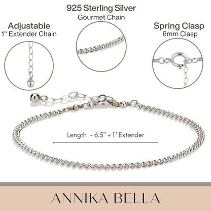 Stacking Bracelet Silver, Minimalist Simple Gourmet Satellite Rectangles Lace Heart Chain Bracelets, 925 Sterling Arm Jewelry for Women, Length 6.5-7.5 Inches - style: Gourmet Chain