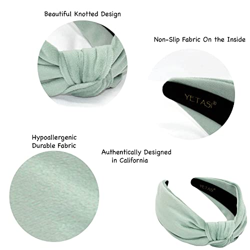 Light Mint Knotted Headband is Chic. Green Velvet Headbands for Women are Classy Velvet Head band Top Knot Fashion Designer Girls - color: Light Mint