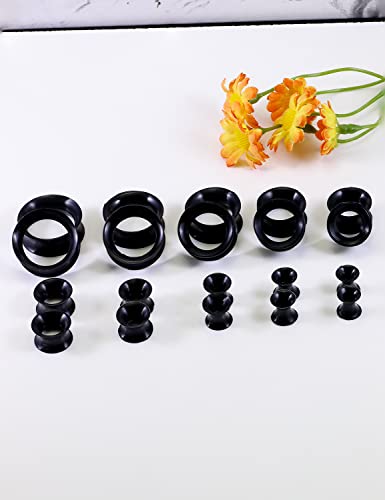 6G-25mm Thin & Thick Silicone Ear Gauges Stretching Kit Flexible Tunnels Plugs for Ear Expander Gauge Earlets Plug Set Gauges Kit - style: Black-Mix Size-6G-20mm