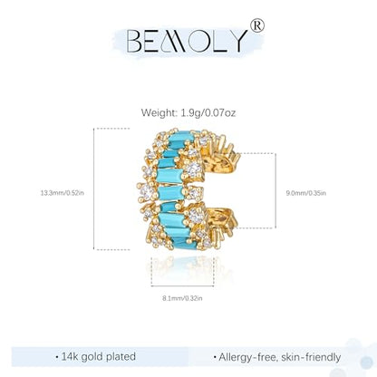 Gold Ear Cuff for Women, 14K Gold Plated Single Non-Pierced Earring with Micro-Pave Cubic Zirconia Adjustable Open Ear Clip for Daily Wear & Special Occasions - color: ear cuff-S 005