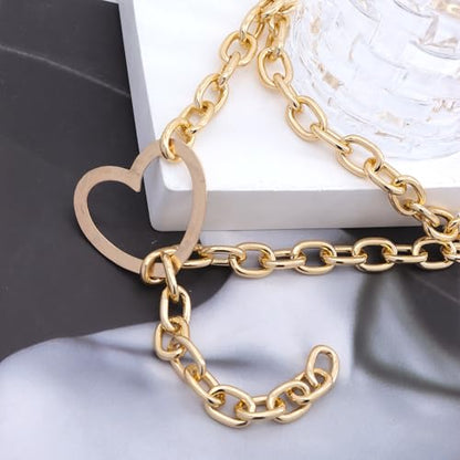 FUTIMELY Layered Chunky Y Necklace,Minimalist Plated Gold Geometric Thick Chain Lariat Necklace,Charming Adjustable Hip Hop Collarbone Necklace for Women - color: Gold