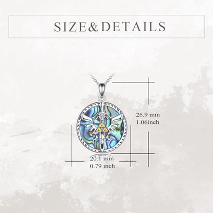 VONALA Artemis's/Poseidon's/Athena's/Weapons Necklace S925 Sterling Silver Plated Abalone Pendant Necklace for Women Men for Women Men - style: Modern