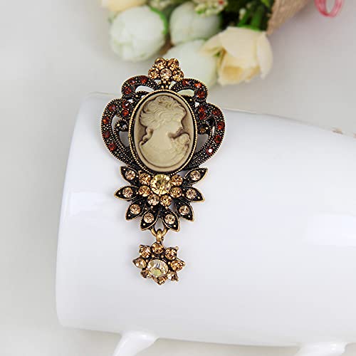 JJTZX Victorian Black Velvet Lace Choker Gothic Lady Cameo Necklace Gift for Her - style: Brooch 6-Gold