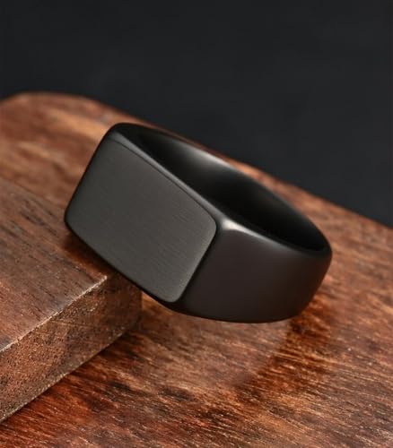 King Ring 10mm Seal Rings – Sand Surface Stainless Steel Bands for Men – Designed in USA - color: Black
