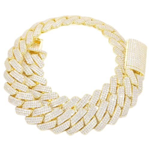 Ucciyo 30MM/25MM Cuban Link Chain for Men, Luxury Iced Out Diamond Chain | Luxurious Diamond-Simulated, Large Miami Cuban Style, 18K Gold Plated - color: 25MM-Gold, size: 30 Inch