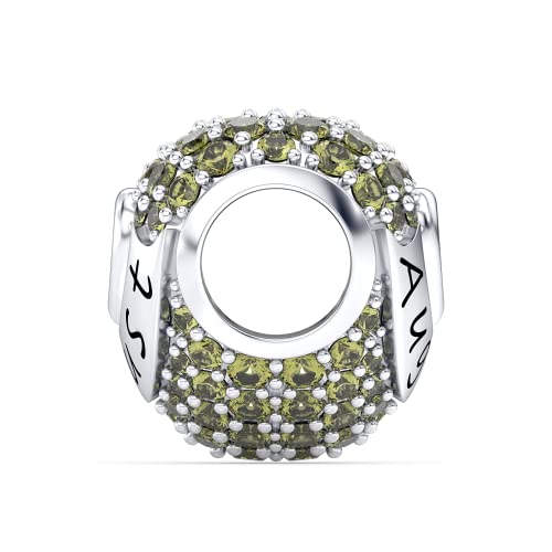 Birthstone Charms Love Heart Openwork Bead Charm for Women Bracelets and Necklaces 925 Sterling Silver with 5A Cubic Zirconia,Jewelry Gifts Women - color: August Birthstone Charms