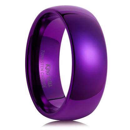 King Will Men's Women's Tungsten Carbide Ring 24k Gold Plated Rose Gold Plated Domed Polished Finish Wedding Band | Gold/Rose Gold, 1.5mm/2mm/4mm/6mm/8mm, Polished, Everyday Wear - color: Purple 8mm