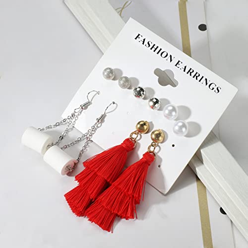 47 Pairs Trendy Boho Teardrop Geometric Acrylic Rattan Statement Dangle Drop Earrings for Christmas - style: B-47 Pairs Colorful Acrylic Earrings