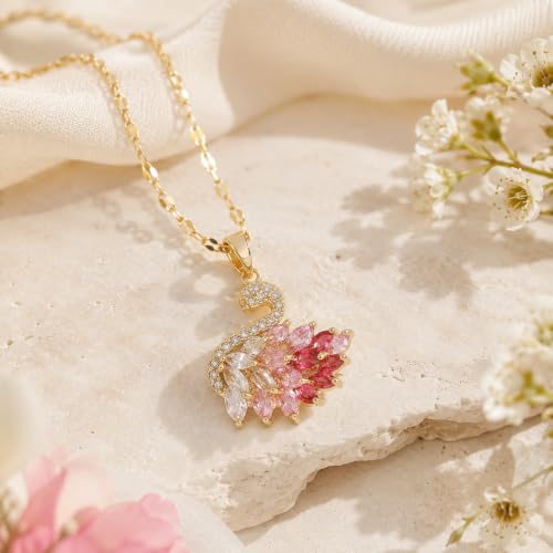 Gold Plated Swan Crystal Necklace Dangle Drop Jewelry for Weddings Parties Gifts Fashion Accessories