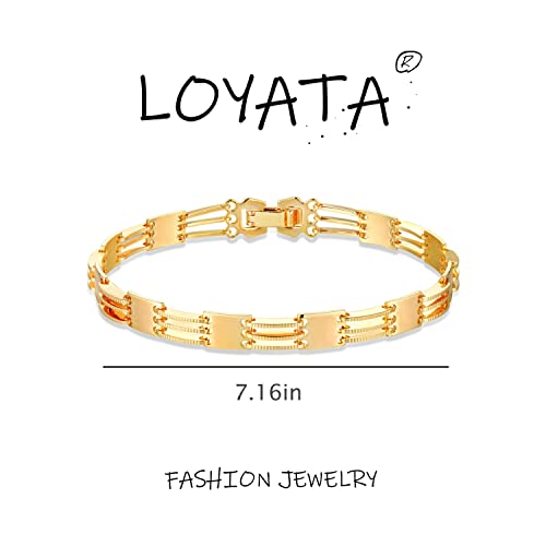 LOYATA Chain Bracelet Gold Link 14K Gold Plated Dainty Pearl Bracelet Simple Jewelry Gift for Women - style: Bangles