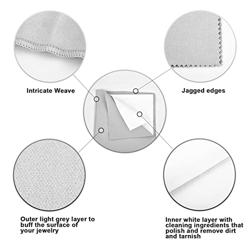 SEVENWELL Silver Polishing Cloth, 2PCS Large Jewelry Cleaning Cloths | Dual-Layer Cleaning, Large 10" × 12", Reusable, Removes Tarnish, Restores Shine, For Sterling Silver, Gold & Platinum - color: Light Gray