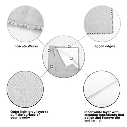 SEVENWELL Silver Polishing Cloth, 2PCS Large Jewelry Cleaning Cloths | Dual-Layer Cleaning, Large 10" × 12", Reusable, Removes Tarnish, Restores Shine, For Sterling Silver, Gold & Platinum - color: Light Gray