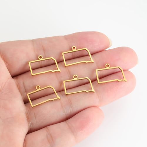 kkjoy 5Pcs Hollow Continents Maps of USA Pendant Charms for Jewelry Making and Crafting, Stainless Steel Mini Charm Craft Supplies Accessories for DIY Bracelet Necklace Earrings - color: Hollow South Dakota Map - Gold