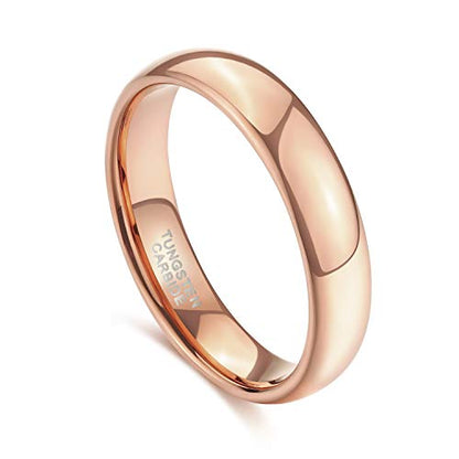 TRUMIUM 2mm 4mm 6mm 8mm Tungsten Wedding Band Ring for Men Women Silver/Rose Gold Plated/Rainbow/Gold Plated Domed High Polish Engagement Promise Rings Comfort Fit 4-15 - color: 4mm rose gold plated