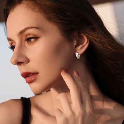 ALEXCRAFT 14K Goldplated Zirconia Hoop Earrings for Women, Hypoallergen Small Tiny Silver Sleeper Cartilage Twist Huggie Hoop Earrings With Ball Zirconia Shiny Simple Elegant Jewelry for Women - color: SilverA