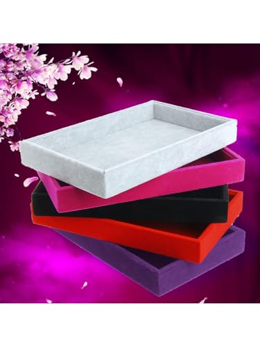 Velvet Jewelry Tray, Stackable Design, Drawer Insert, Multi-Compartment Storage, for Necklace Bracelet Ring Watch Organizing (Purple)