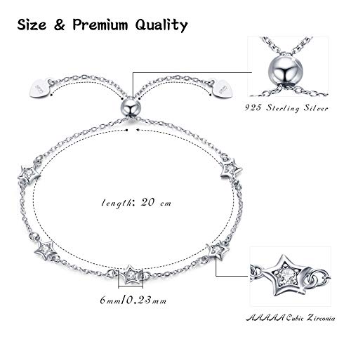 925 Sterling Silver Bohemia Hawaiian Beach Mermaid Floral Bracelet Birthday Graduation Gifts for Women with Gifts Box - style: 24-Star
