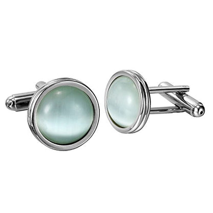Urban Jewelry Mens Stainless Steel Nautical Knot Cufflinks Sharp Formal | Nautical Cufflinks Stainless Steel Rust Resistant Finish Polished Cufflink Finish Modern Cufflink Design Style - color: Round Blue Created-Opal