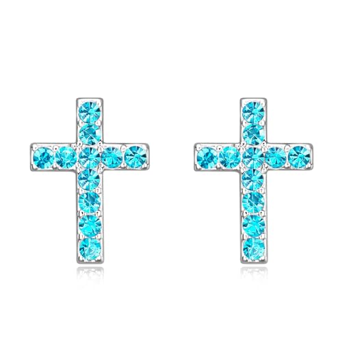 Cross Stud Earrings for Women,Initial Letter Cross Earrings Gifts Jewelry for Women - color: 12-December-Z Blue