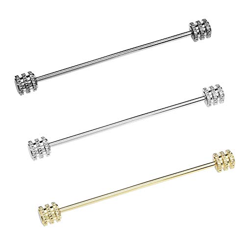 3PCS Men's Classic Brass Shirt Collar Bar Tie Pins Set for Wedding Business with Gift Box - color: Whorl Head