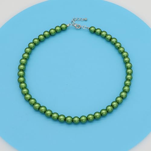 Long Simulated 10mm AAA Pearl Strand Necklace for Women Multicolor Pearl Choker Necklace 1920s Pearl Statement Necklace Costume Jewelry - color: 10mm Green