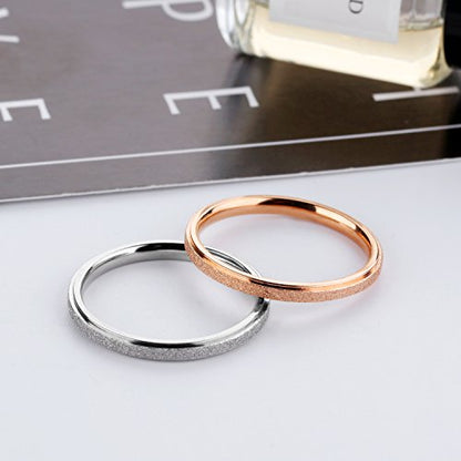 Women's Stainless Steel 2mm Thin Stacking Midi Rings Silver Rose Gold Sand Blast Finish Engagement Wedding Bands Size 3 to 10 - color: Silver