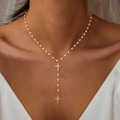 Gold Necklace for Women, Dainty Long Necklace 14k Gold Plated Lariat Long Necklaces for Women Trendy Simple Statement Drop Necklace Fashion Body Chain Prom Jewelry Gold Accessories - color: 2-Gold