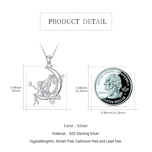 Fairy Gift Necklace/Earrings for Women 925 Sterling Silver Angel Elf Jewelry Gifts for Daughter - color: Necklace-C