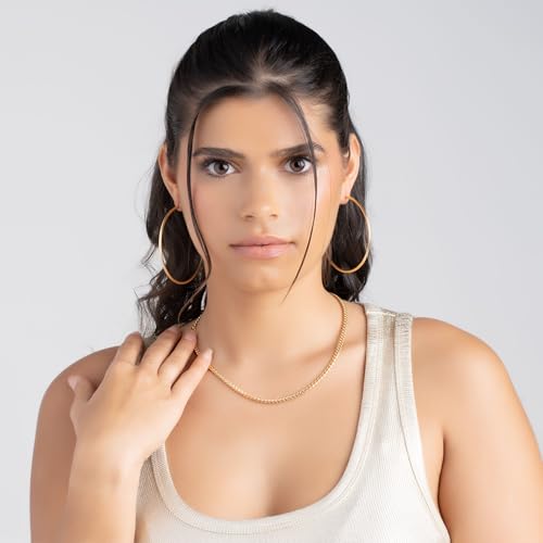 Barzel 18K Gold Plated Endless Hoop Earrings, 3mm Thick, High Polish Finish, Tarnish Free - size: 60 millimeters