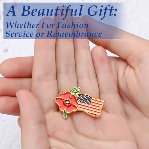 Tondiamo 4th of July Patriotic Poppy Pins Bulk Red Poppy Flower USA Flag Badges Pin for Independence Day Decoration - style: Classic