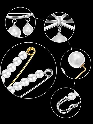 11 PCS Sweater Shawl Safety Pin Faux Pearl Brooch Pins Vintage Shirt Clips for Women