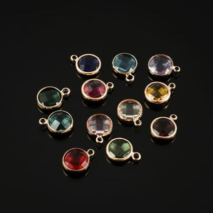 Adabele 5 sets Grade A Mixed Birthstone Charm 8mm Crystal Pendant Drop Bead 18K Yellow Gold Plated (60pcs) - color: Gold, size: 8mm (0.31") - 60pcs