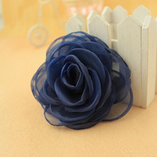 Rose Flower Hair Clips, Brooches, and Pins with Blue Accent | Versatile Floral Accessories for Women - color: Blue