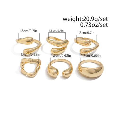Stackable Rings for Women Chunky Gold Rings Stacking Ring Set Knuckle Rings for Women Statement Jewelry Gifts for Women - color: Gold Thick Gold Stacked Ring