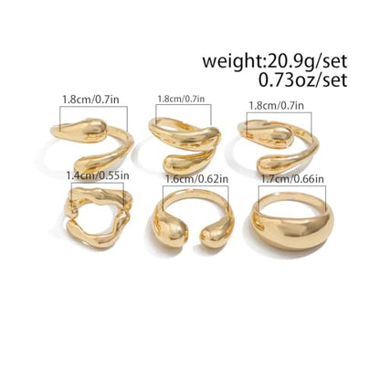 Stackable Rings for Women Chunky Gold Rings Stacking Ring Set Knuckle Rings for Women Statement Jewelry Gifts for Women - color: Gold Thick Gold Stacked Ring