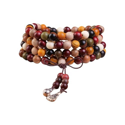 Handmade Mala Beads Bracelet 108 8mm Prayer Meditation Bracelet Sandalwood Elastic, Buddhist Beads, Prayer Mala Necklace for Men and Women Gifts - color: Colorful Beads