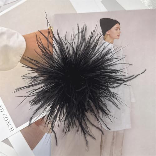 Dainty Feather Flower Large Brooch Pin for Women Men Elegant Oversized Floral Lapel Pins Shawl Dress Suit Clothes Accessories Wedding Party Dance Banquet Fashion Jewelry 150mm